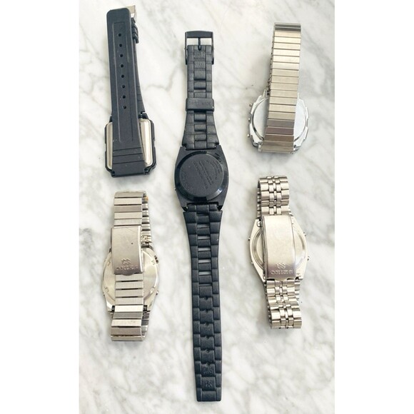 Vintage LED Watch Lot 2 Seiko 1 Texas Instruments 1 Sharp Calculator 1 Wrangler